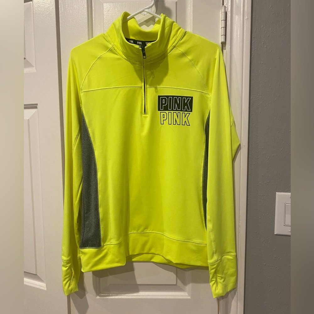 PINK by Victoria Secret quarter zip activewear jacket. Neon yellow size M.